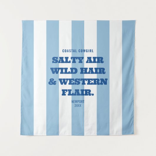 海岸カウガール ウエスタン フレア ブルー カバナ ストライプ タペストリー (正面)