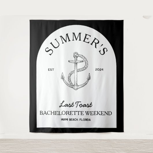 海岸クラシック モダン エレガント ブラック ブライズゲットウェ タペストリー (正面)