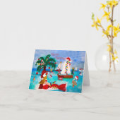海岸クリスマス港のホリデーボートパレードカード カード (黄色い花)