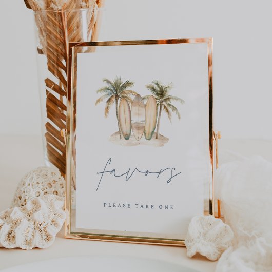 海岸サーフィンテーマのベビーシャワープレゼントサイン ポスター