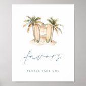 海岸サーフィンテーマのベビーシャワープレゼントサイン ポスター (正面)