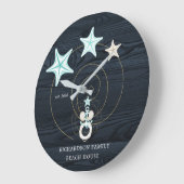 海岸ターコイズ図 ラージ壁時計 (傾斜)