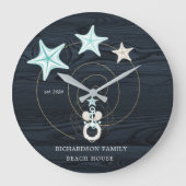 海岸ターコイズ図 ラージ壁時計 (正面)