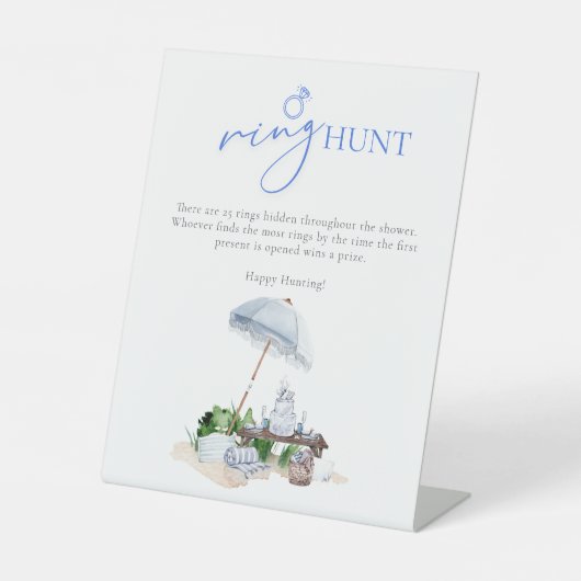海岸ビーチピクニック ブライダルシャワー リングハントゲーム 台座サイン (正面)