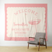 海岸ピンクの独身最後のパーティー背景コックテイル タペストリー (インサイチュ(横))