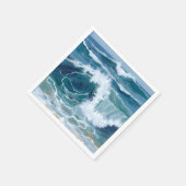 海岸ブルーの水彩画 激しい波 スタンダードカクテルナプキン (角)