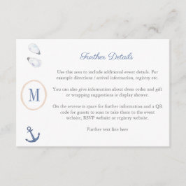 海岸モノグラムベビーシャワーレジストリーQRコード エンクロージャーカード