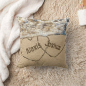 海岸上のハート付きの名前 クッション (ブランケット)