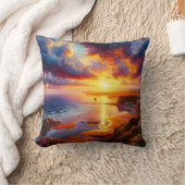 海岸上空の火災 クッション (ブランケット)