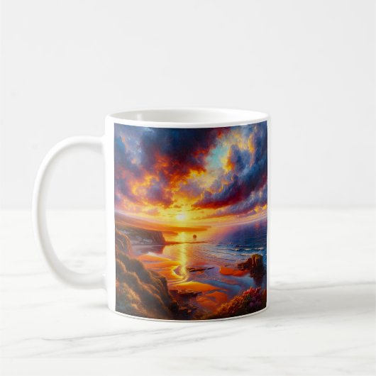 海岸上空の火災 コーヒーマグカップ (左)