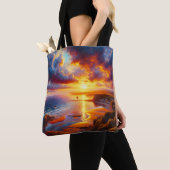海岸上空の火災 トートバッグ (クローズアップ)