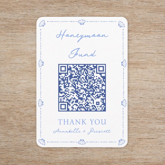 海岸優雅な結婚式ハネムーンファンドQRコード エンクロージャーカード