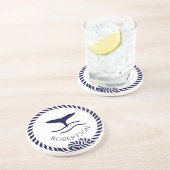 海岸名航海のSailboat Whale Navy Blue コースター (側面)