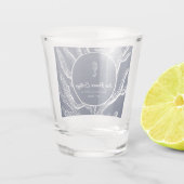 海岸喜び:青と白のカスタム ショットグラス (裏面)