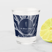 海岸喜び：青と白のカスタム ショットグラス (正面)