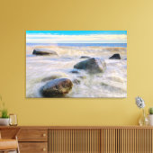 海岸岩に砕ける波 キャンバスプリント (インサイチュ (リビング))