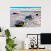 海岸岩に砕ける波 ポスター (ホームオフィス)