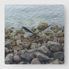 海岸岩 スクエア壁時計