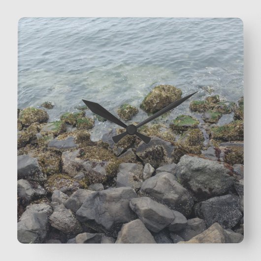 海岸岩 スクエア壁時計 (正面)