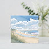 海岸散歩 | 海の水彩画 カード (スタンド正面)