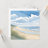海岸散歩 | 海の水彩画 カード (正面/裏面インサイチュ)