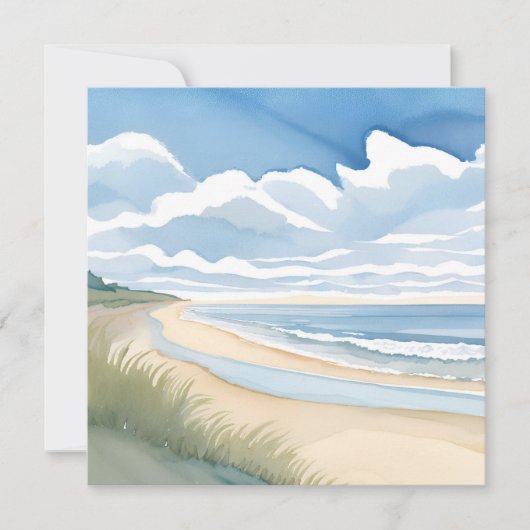 海岸散歩 | 海の水彩画 カード (正面)