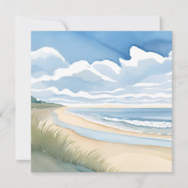 海岸散歩 | 海の水彩画 カード
