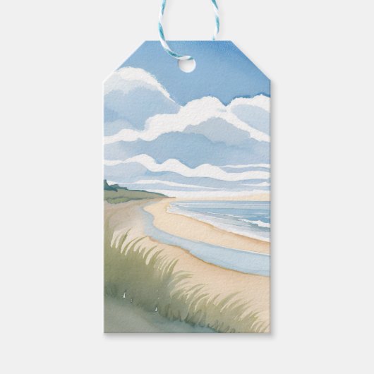 海岸散歩 | 海の水彩画 ギフトタグ (正面)