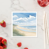 海岸散歩 | 海の水彩画 スタンダードカクテルナプキン (インサイチュ)