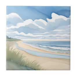 海岸散歩 | 海の水彩画 タイル