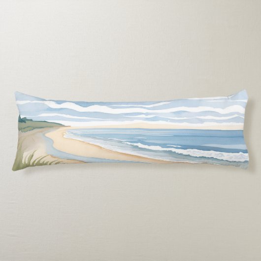 海岸散歩 | 海の水彩画 ボディピロー (正面)