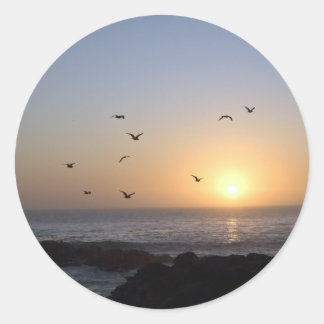 海岸日没シール ラウンドシール