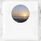海岸日没シール ラウンドシール (バッグ)