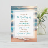 海岸沿いのエレガントな結婚式 招待状 (スタンド正面)