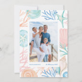 海岸沿いのクリスマスの水の色シーシェル2枚の写真 シーズンカード (正面)