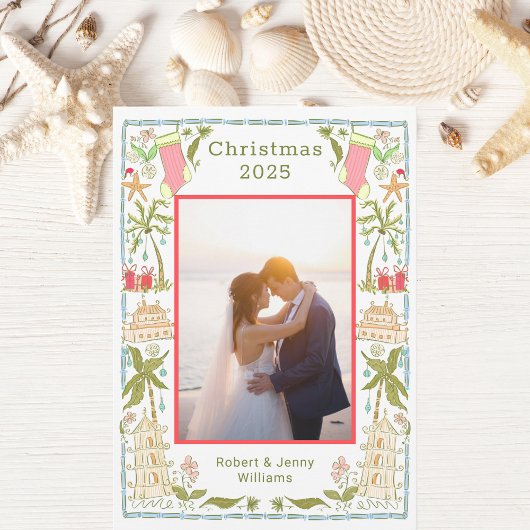 海岸沿いのクリスマスホリデービーシー縁ど シーズンカード