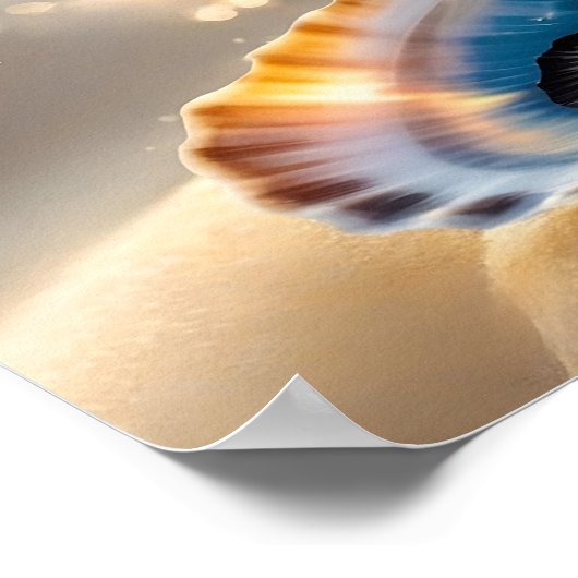 海岸沿いの壁アートの牡蠣の貝殻のポスター ポスター (角)