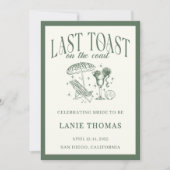 海岸沿いの最後のトーストのバチェロレッテ日程 招待状 (正面)