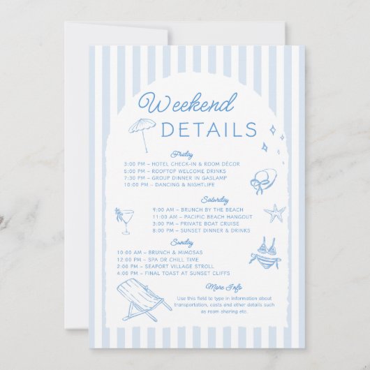 海岸沿いの最後のトーストのバチェロレッテ日程 招待状 (裏面)