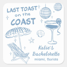 海岸沿いの最後のトーストの手描きバチェロレッテ スクエアシール