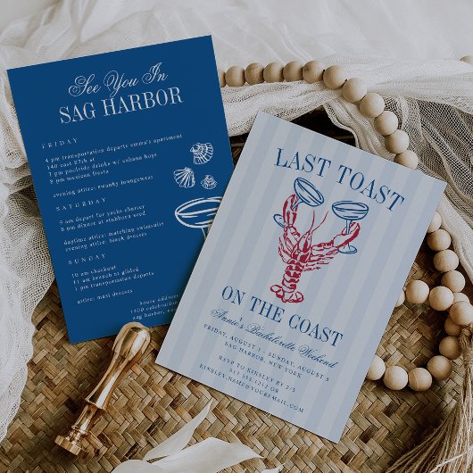 海岸沿いの最後のトーストバチェロレッテの旅程 招待状