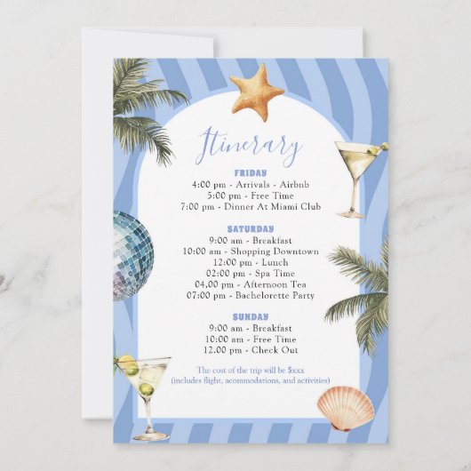 海岸沿いの最後のトーストバチェロレッテ日程 招待状 (裏面)