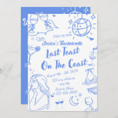 海岸沿いの最後のトーストバチェロレッテ週末パーティー 招待状 (正面/裏面)