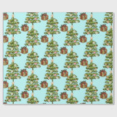 海岸沿いの海のクリスマスツリー ラッピングペーパー (フラット)