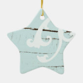 海岸沿いの納屋の木アクアブルーのヒトデの貝殻 セラミックオーナメント (裏面)