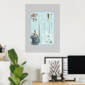 海岸沿いの納屋の木アクアブルーのヒトデの貝殻 ポスター (ホームオフィス)