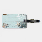 海岸沿いの納屋の木アクアブルーのヒトデの貝殻 ラゲッジタグ (裏面横)