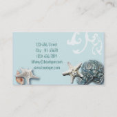 海岸沿いの納屋の木アクアブルーのヒトデの貝殻 名刺 (裏面)