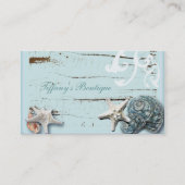 海岸沿いの納屋の木アクアブルーのヒトデの貝殻 名刺 (正面)