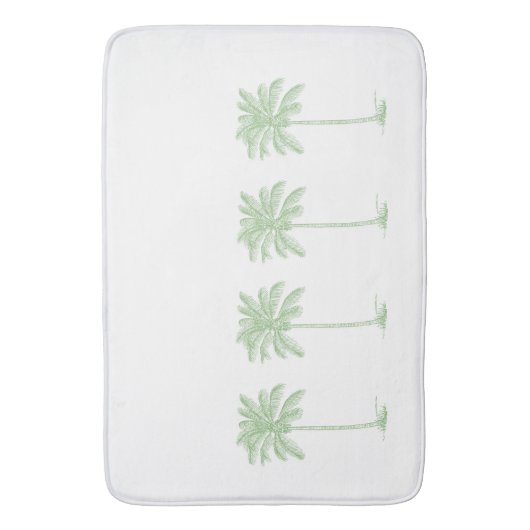 海岸沿いの緑と白のヤシのパルメットの木 バスマット (正面縦)